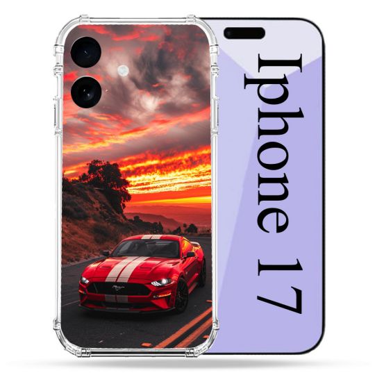 Coque Renforcée Pour Iphone 17 Ford Mustang GT500 Rouge