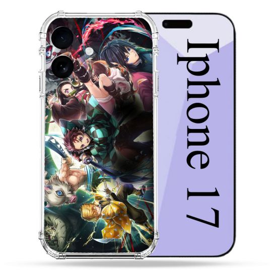 Coque Renforcée Pour Iphone 17 Manga Demon Slayer Groupe