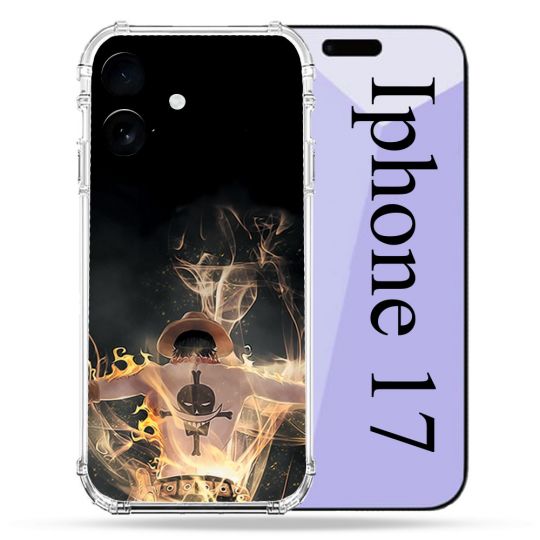 Coque Renforcée Pour Iphone 17 Manga One Piece Ace Noir