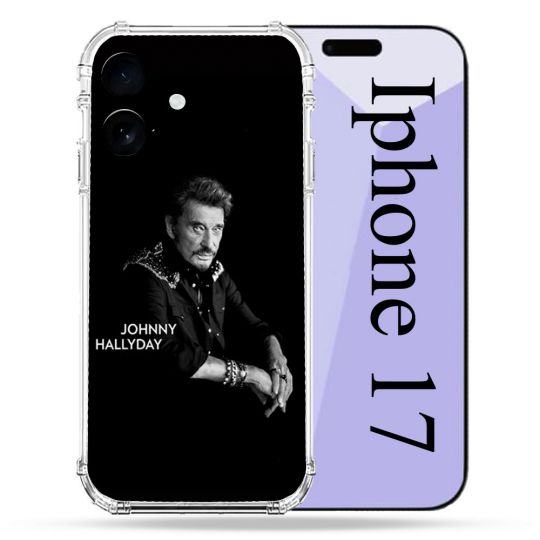 Coque Renforcée Pour Iphone 17 Musique Johnny Hallyday Noir