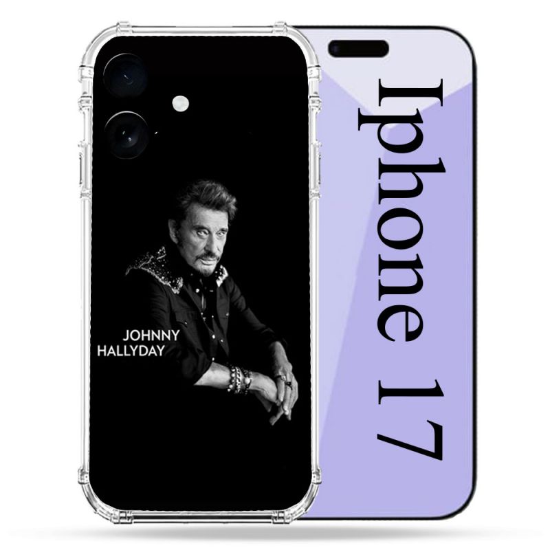 Coque Renforcée Pour Iphone 17 Musique Johnny Hallyday Noir