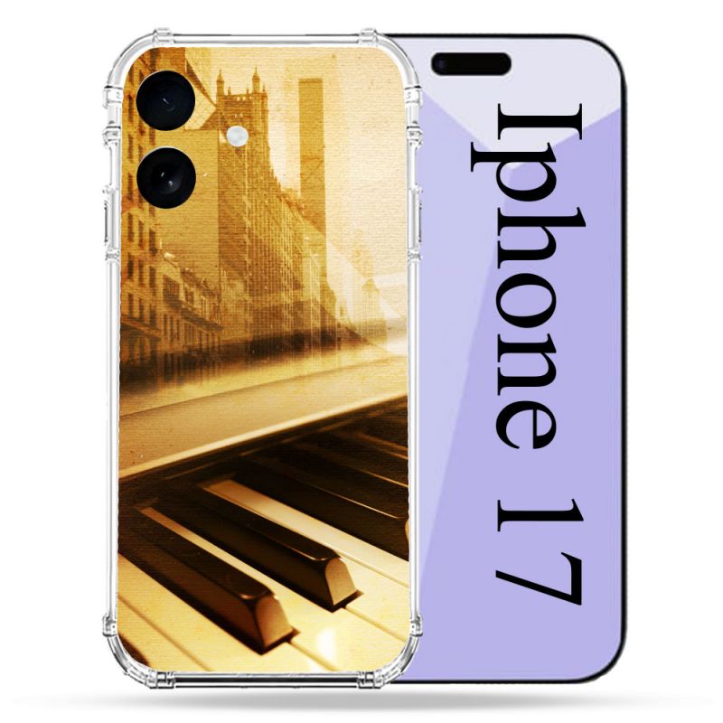 Coque Renforcée Pour Iphone 17 Musique Piano Retro