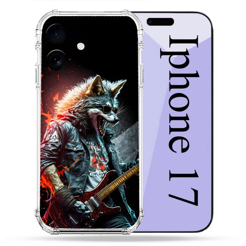 Coque Renforcée Pour Iphone 17 Musique Rock Loup