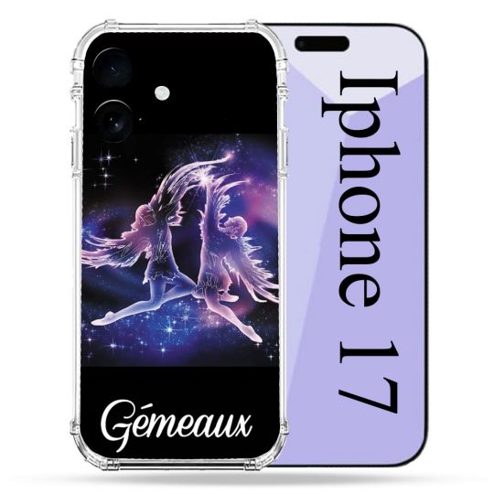 Coque Renforcée Pour Iphone 17 Signe Zodiaque 2 Gémeaux