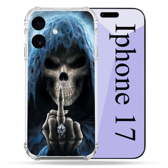 Coque Renforcée Pour Iphone 17 Tete de Mort Doigt