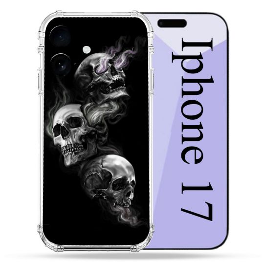 Coque Renforcée Pour Iphone 17 Tete de Mort Triple