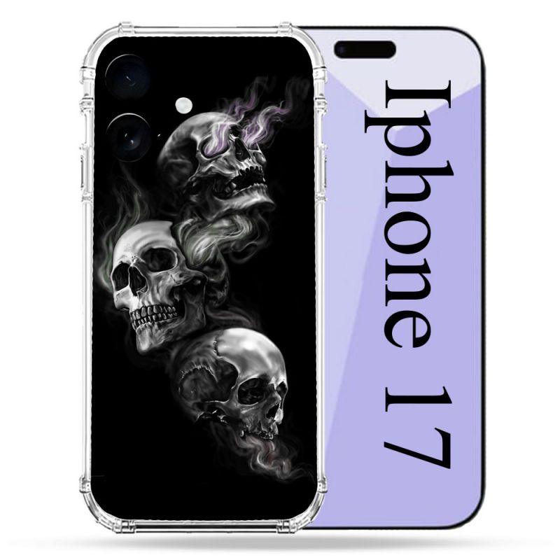 Coque Renforcée Pour Iphone 17 Tete de Mort Triple