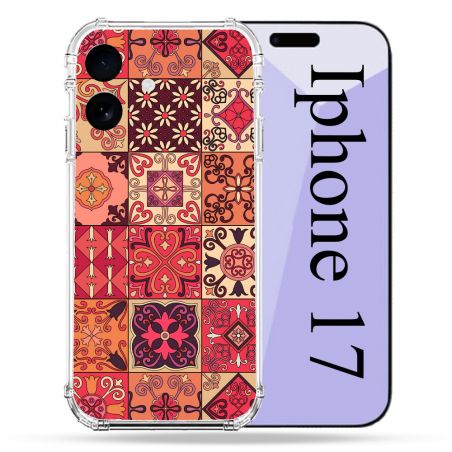 Coque Renforcée Pour Iphone 17 Texture Carreau Ciment Rouge