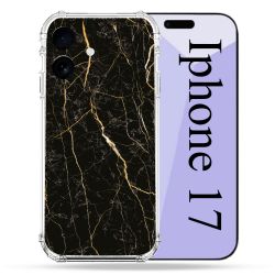 Coque Renforcée Pour Iphone 17 Texture Marbre Noir