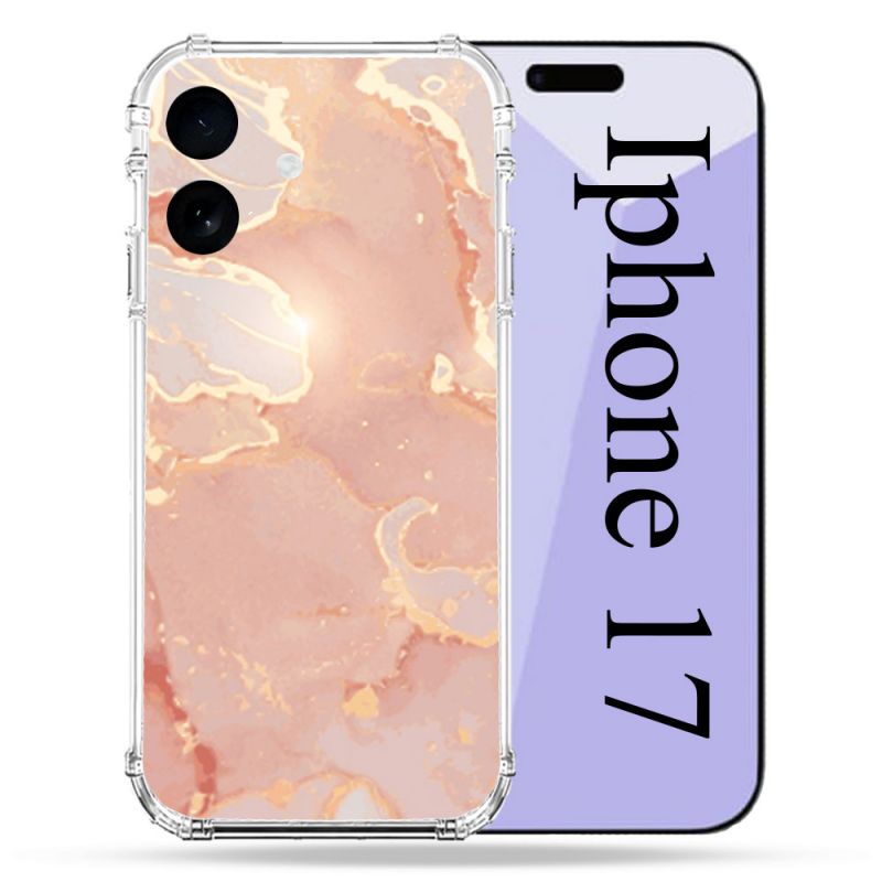 Coque Renforcée Pour Iphone 17 Texture Marbre Rose
