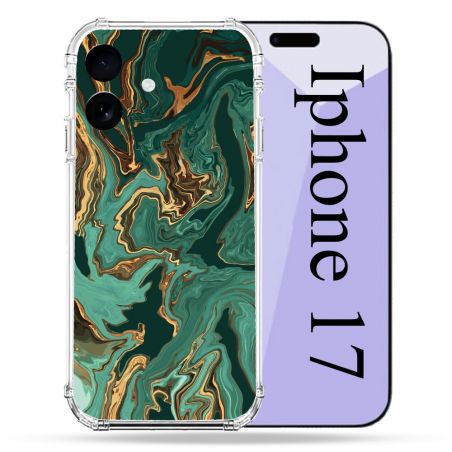Coque Renforcée Pour Iphone 17 Texture Marbre Vert