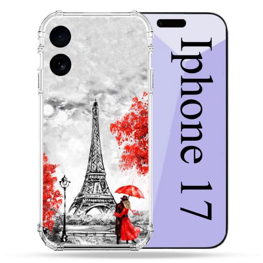Coque Renforcée Pour Iphone 17 Voyage France Paris Rouge