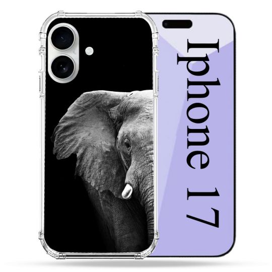 Coque Renforcée Magsafe Pour Iphone 17 Animal Elephant Noir