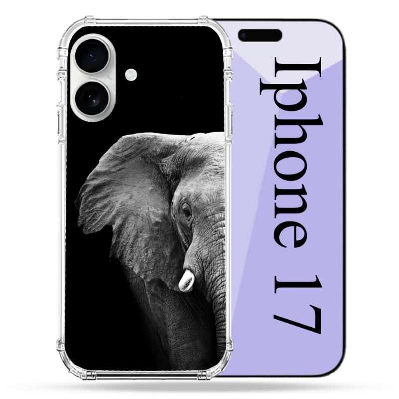 Coque Renforcée Magsafe Pour Iphone 17 Animal Elephant Noir