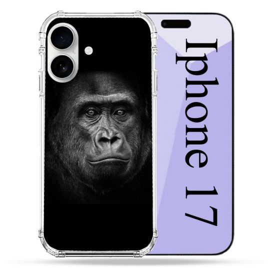 Coque Renforcée Magsafe Pour Iphone 17 Animal Gorille Noir