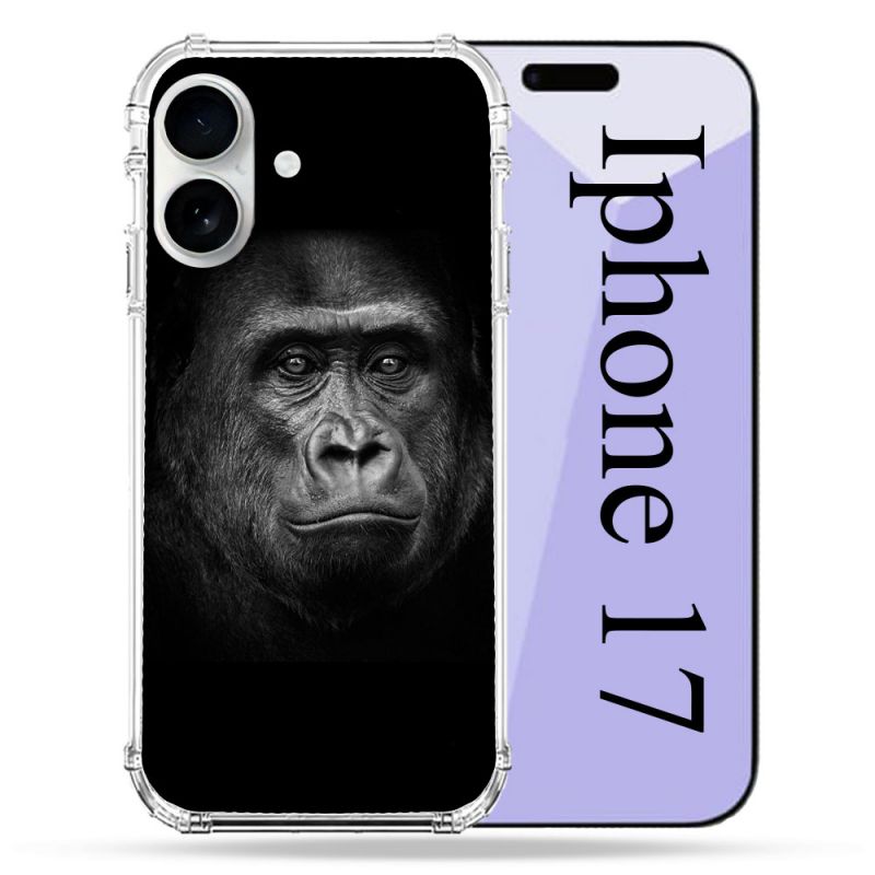 Coque Renforcée Magsafe Pour Iphone 17 Animal Gorille Noir