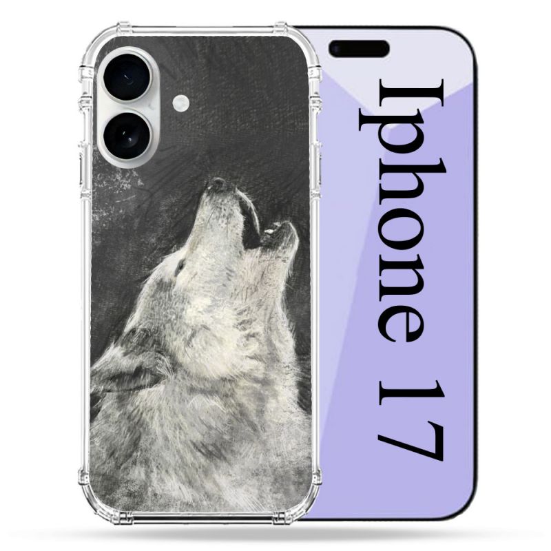 Coque Renforcée Magsafe Pour Iphone 17 Animal Loup Hurlement