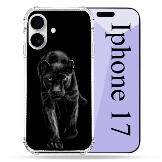 Coque Renforcée Magsafe Pour Iphone 17 Animal Panthère Noire