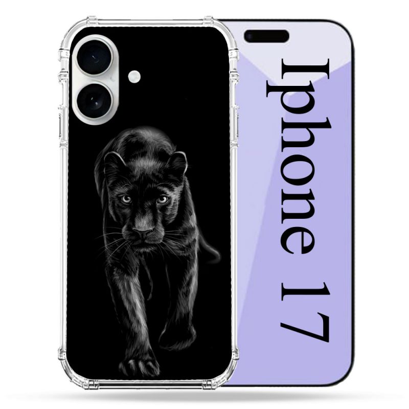 Coque Renforcée Magsafe Pour Iphone 17 Animal Panthère Noire