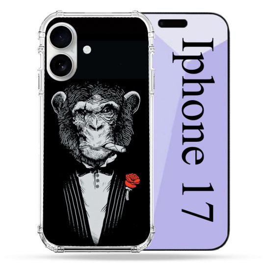 Coque Renforcée Magsafe Pour Iphone 17 Decale Singe Mafia