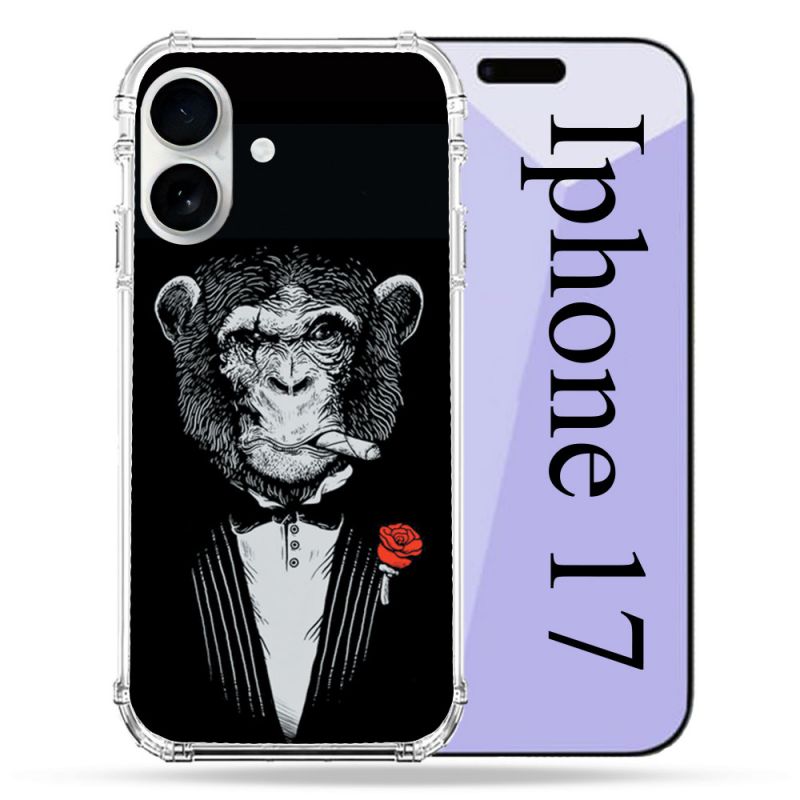 Coque Renforcée Magsafe Pour Iphone 17 Decale Singe Mafia