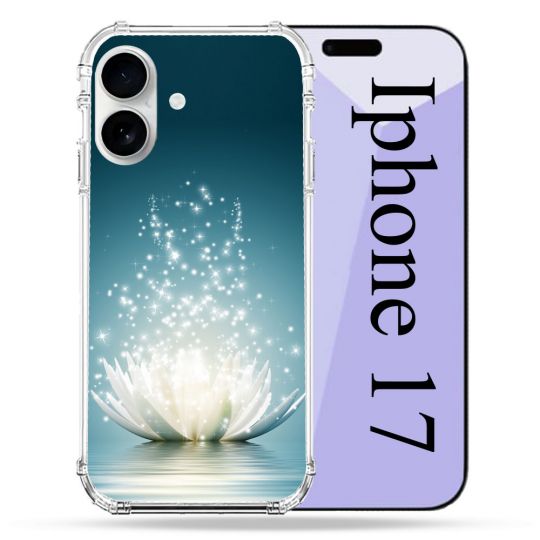 Coque Renforcée Magsafe Pour Iphone 17 Fleur Lotus Blanc