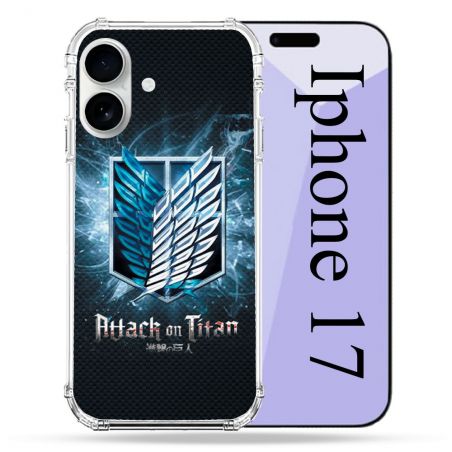 Coque Renforcée Magsafe Pour Iphone 17 Manga Attaque Titans Noir