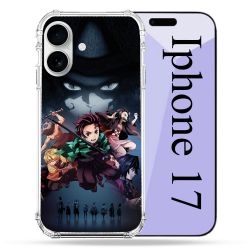 Coque Renforcée Magsafe Pour Iphone 17 Manga Demon Slayer Noir