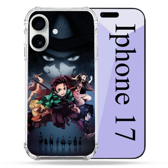 Coque Renforcée Magsafe Pour Iphone 17 Manga Demon Slayer Noir