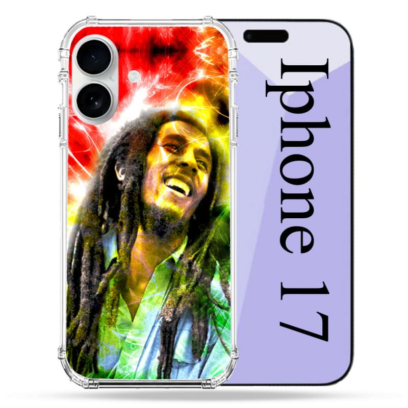 Coque Renforcée Magsafe Pour Iphone 17 Musique Bob Marley Color