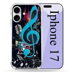 Coque Renforcée Magsafe Pour Iphone 17 Musique Cle Sol Bleu