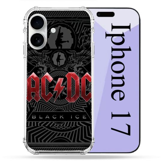 Coque Renforcée Magsafe Pour Iphone 17 Musique Rock ACDC Rouge