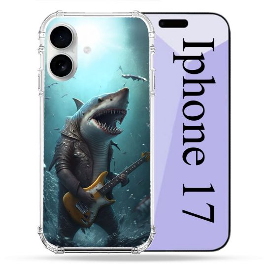 Coque Renforcée Magsafe Pour Iphone 17 Musique Rock Requin