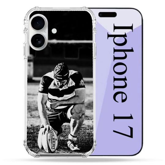 Coque Renforcée Magsafe Pour Iphone 17 Sport Rugby Noir Blanc