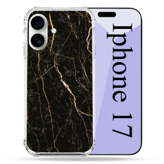 Coque Renforcée Magsafe Pour Iphone 17 Texture Marbre Noir