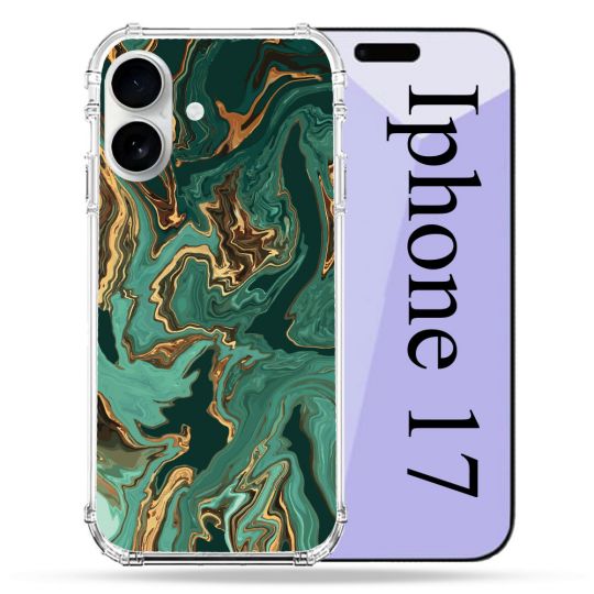 Coque Renforcée Magsafe Pour Iphone 17 Texture Marbre Vert