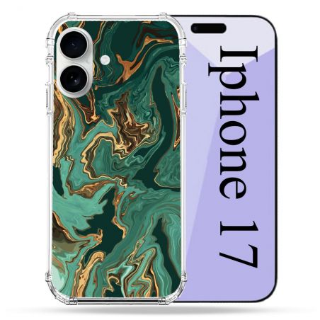Coque Renforcée Magsafe Pour Iphone 17 Texture Marbre Vert