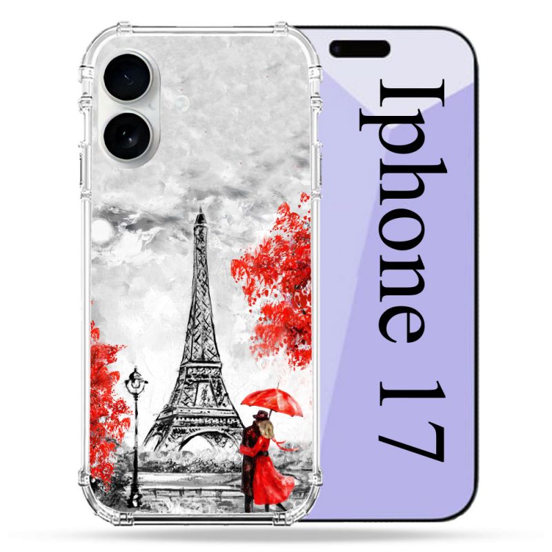 Coque Renforcée Magsafe Pour Iphone 17 Voyage France Paris Rouge