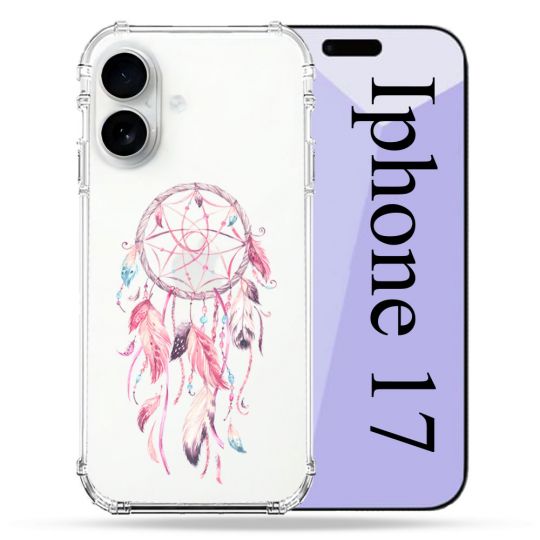 Coque Renforcée Transparente Pour Iphone 17 Attrape Reve Rose