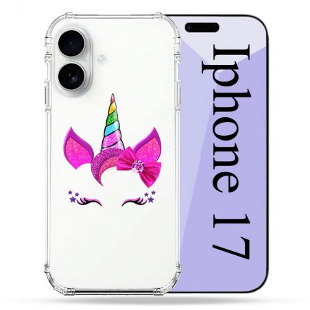 Coque Renforcée Transparente Pour Iphone 17 Licorne Paillette