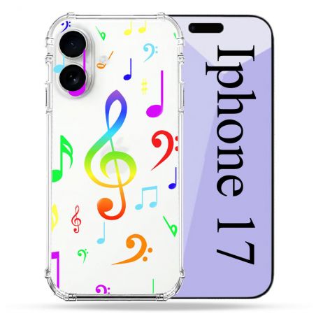 Coque Renforcée Transparente Pour Iphone 17 Note Musique Colore