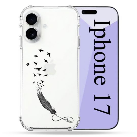 Coque Renforcée Transparente Pour Iphone 17 Plume Infini