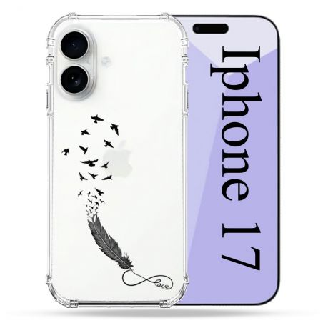 Coque Renforcée Transparente Pour Iphone 17 Plume Infini