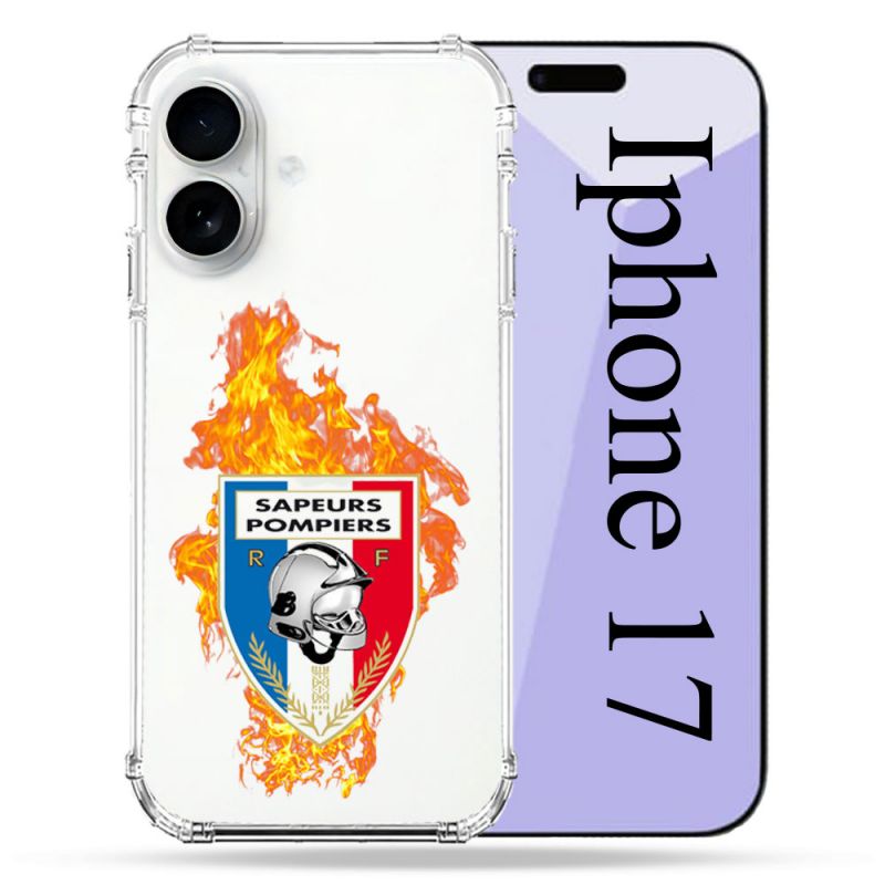 Coque Renforcée Transparente Pour Iphone 17 Pompier Feu