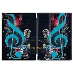 Coque Renforcée Pour Ipad Pro 11 M4 2024 Musique Cle Sol Bleu