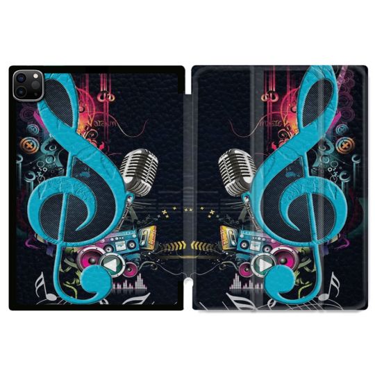Coque Renforcée Pour Ipad Pro 11 M4 2024 Musique Cle Sol Bleu
