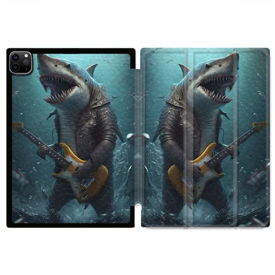Coque Renforcée Pour Ipad Pro 11 M4 2024 Musique Rock Requin