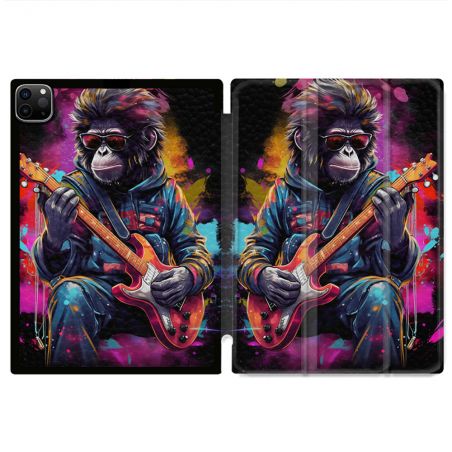 Coque Renforcée Pour Ipad Pro 11 M4 2024 Musique Rock Singe