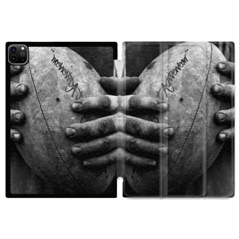 Coque Renforcée Pour Ipad Pro 11 M4 2024 Sport Rugby Ballon Vintage