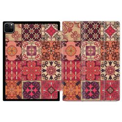 Coque Renforcée Pour Ipad Pro 11 M4 2024 Texture Carreau Ciment Rouge